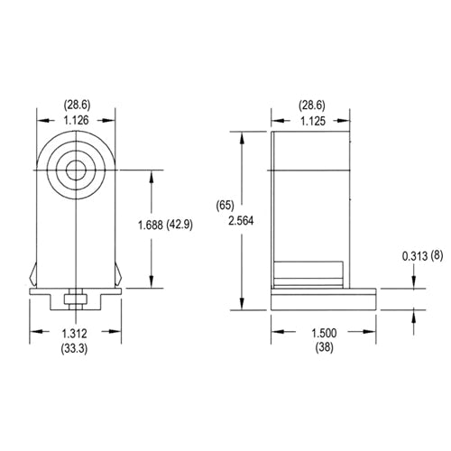 LH0157 Shunted, stationary end, push fit or screw down slimline lamp holder/socket