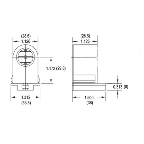 LH0165 Unshunted, push fit, screw down, stationary, lamp holder/socket with horizontal contacts HO/VHO