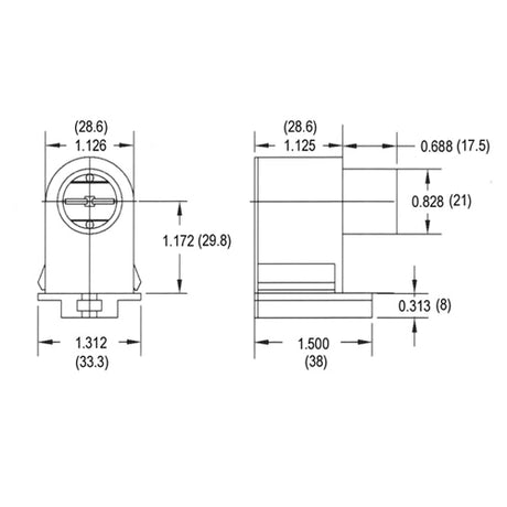 LH0166 Unshunted, push fit, screw down, compressible, lamp holder/socket with horizontal contacts HO/VHO