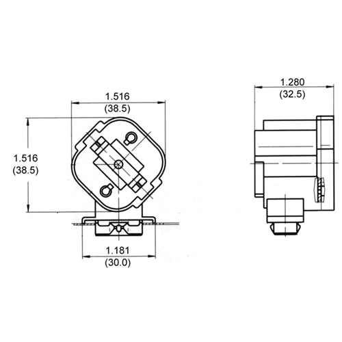 LH0198 8, 10 & 13w G24d-1, GX24d-1 2 pin CFL lamp holder/socket with snap in horizontal mounting