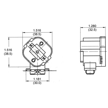 LH0198 8, 10 & 13w G24d-1, GX24d-1 2 pin CFL lamp holder/socket with snap in horizontal mounting