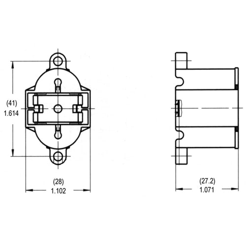 LH0223 10 or 13w G24q-1, 4 pin CFL lamp holder/socket with bottom split pin horizontal mounting