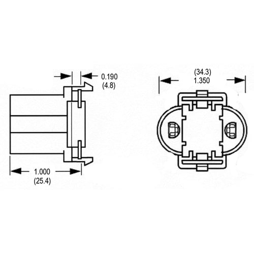 LH0237 13w GX23, GX23-2 2 pin CFL lamp holder/socket with front snap in vertical mounting