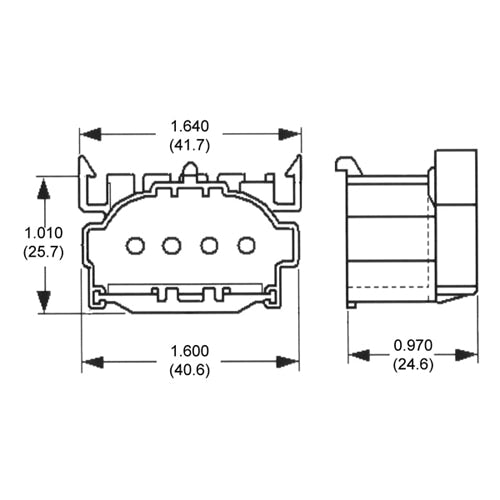 LH0264 5,7,9 & 11w 2G7 4 pin CFL lamp holder/socket with bottom snap in horizontal mounting