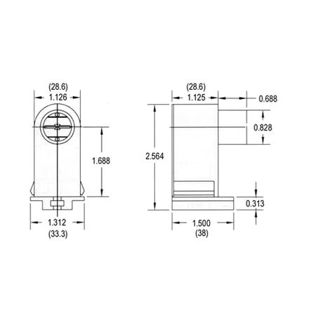 LH0290 Unshunted, push fit, compressible,horizontal contact HO/VHO lamp holder/socket