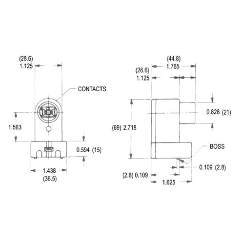 LH0292 Unshunted, screw down, compressible, horizontal contact HO/VHO lamp holder/socket