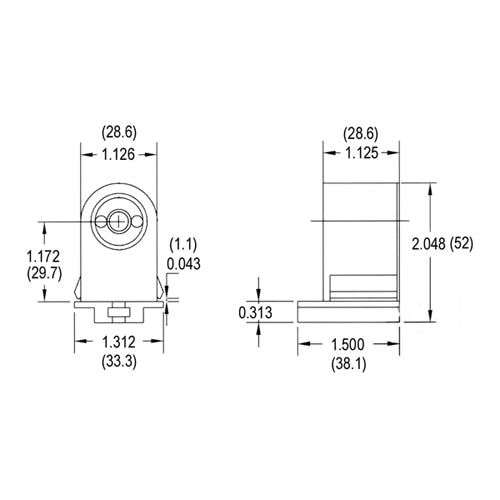 LH0350 Unshunted, T8-T12 stationary, push fit or screw down lamp holder/socket