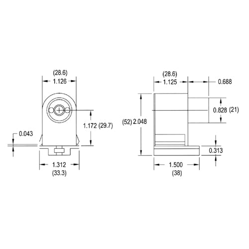 LH0351 Unshunted, T8-T12 compressible, push fit or screw down lamp holder/socket