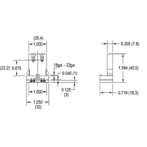 LH0355 Unshunted, straight insertion, medium bipin lamp holder/socket with stop/post