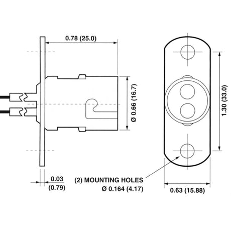 LH0378 BA15d double contact bayonet lamp holder/socket with two hole flange mounting and 12" leads