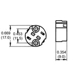 LH0380 G4, G5.3, G6.35 halogen lamp holder/socket with two hole mounting and no leads