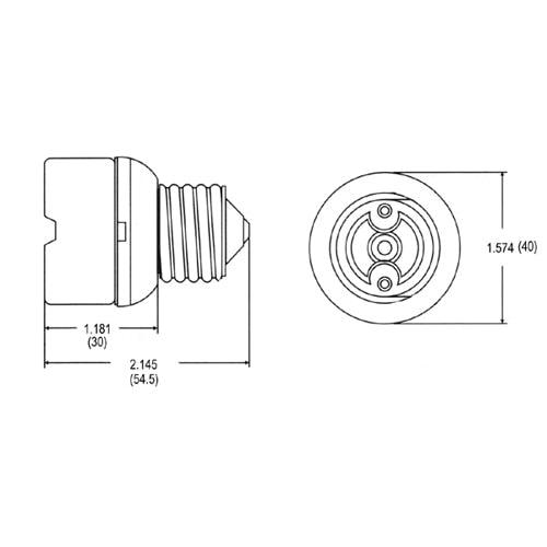 LH0402 E26/E27 medium base porcelain lamp holder/socket extender extends lamp approximately 1 1/4"