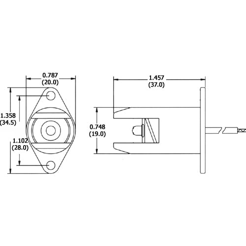 LH0411 R7s double ended halogen lamp holder/socket, rear flanged two hole mounting bracket with 7" leads