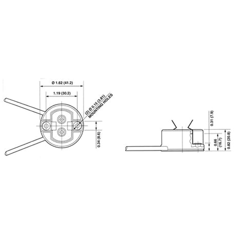 LH0434 G12 5kv pulse rated bipin HID lamp holder/socket with two hole mount and 9" leads