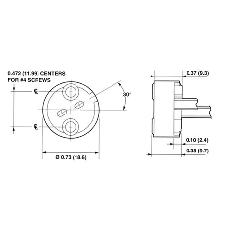 LH0439 G4, G5.3, G6.35 halogen bipin lamp holder/socket with two hole mount and 18" leads