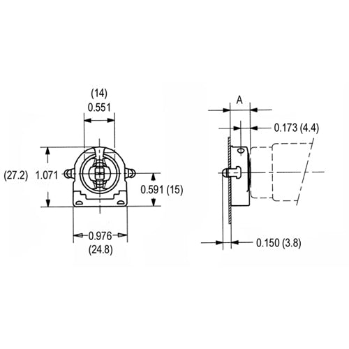 LH0482 Unshunted, rotary locking, medium bipin lamp holder/socket with rear split pin mounting