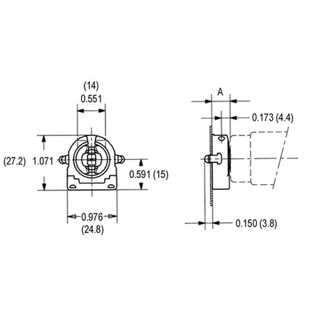 LH0482 Unshunted, rotary locking, medium bipin lamp holder/socket with rear split pin mounting