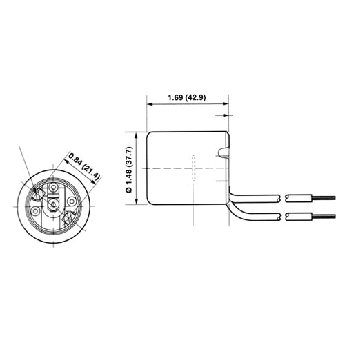 LH0487 E26/E27 4kv pulse rated, medium base lamp holder/socket with captive bushings and 18" leads