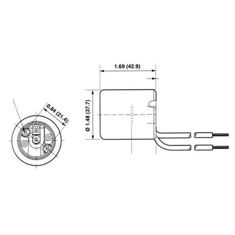 LH0487 E26/E27 4kv pulse rated, medium base lamp holder/socket with captive bushings and 18" leads