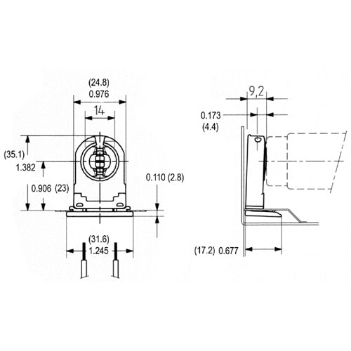 LH0489 Unshunted, rotary locking, medium bipin lamp holder/socket with slide on mounting