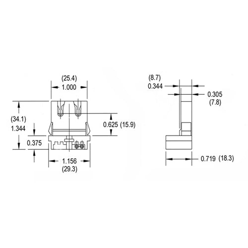 LH0490 Shunted, straight insertion T8 only, lamp holder/socket with push fit / screw down mounting