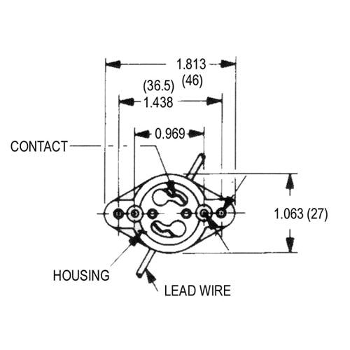 LH0508 Starter base lamp holder/socket with tapped or through hole mounting and 9" leads