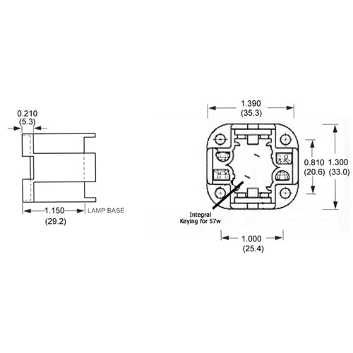 LH0516 57w GX24q-5 4 pin CFL lamp holder/socket with vertical four hole mounting