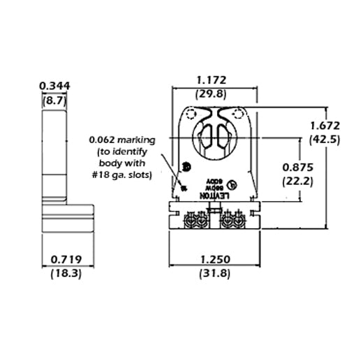 LH0519 Non-shunted T8-T12 medium bipin lamp holder/socket with slide on or screw mounting