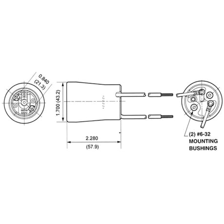 LH0520 E26, 4kv pulse and open fixture rated lamp holder/socket with captive bushings and 35" leads