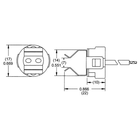 LH0523 G4, G5.3, G6.35 bipin halogen lamp holder/socket with 1/8 IPS hickey and 7" leads