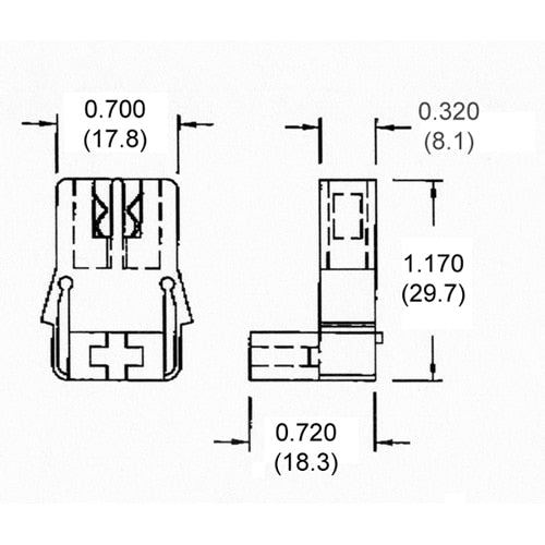 LH0524 Unshunted, T5 lamp holder/socket with push fit or screw down mounting and 12" leads