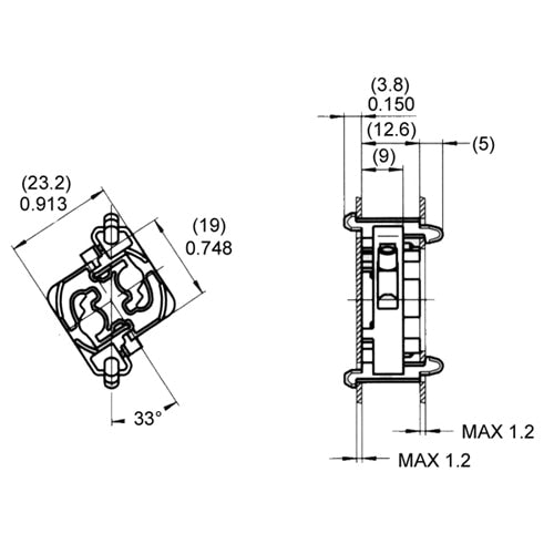 LH0525 Starter base lamp holder/socket with front and rear split pin mounting