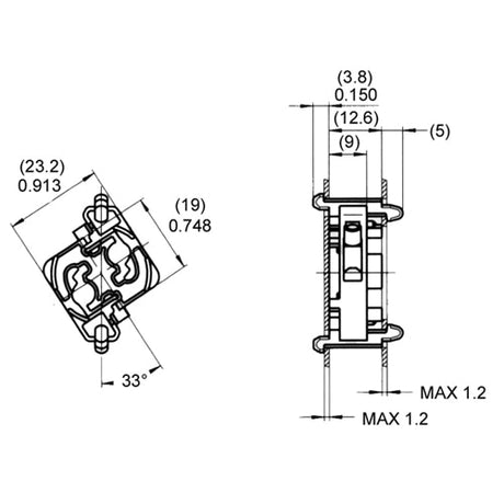 LH0525 Starter base lamp holder/socket with front and rear split pin mounting