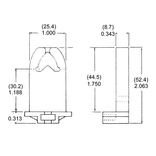 LH0538 Unshunted, "V" locking, T8-T12 lamp holder/socket with screw down mounting