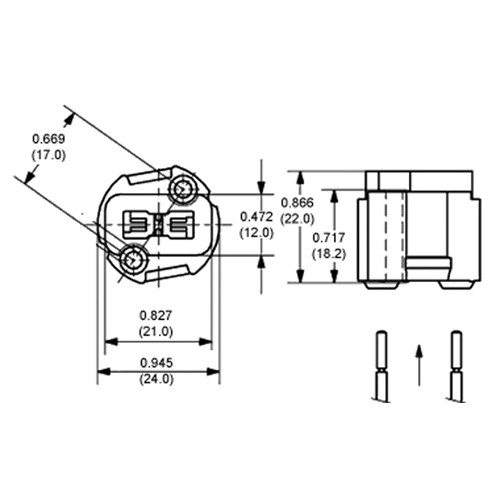 LH0557 G9 halogen lamp holder/socket with two hole mounting