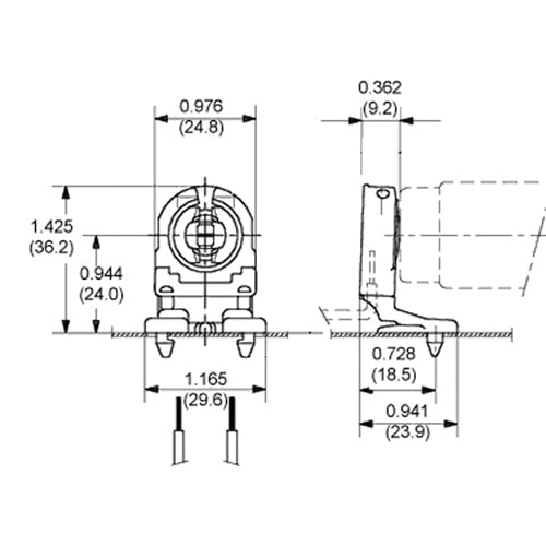 LH0567 Unshunted, rotary locking, T8-T12 lamp holder/socket with bottom spit pin mounting