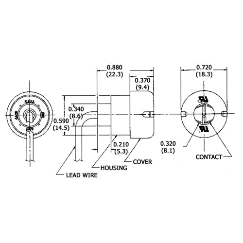 LH0569 Shunted, single pin slim line lamp holder/socket with 9" leads