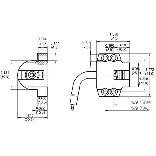 LH0579 RX7s, 20kv pulse rated HID double ended lamp holder/socket with 4 hole mounting and 39" leads