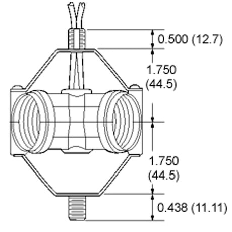 LH0598 E26 medium base triple lamp holder/socket with top and bottom IPS nipple mounting and 11" leads