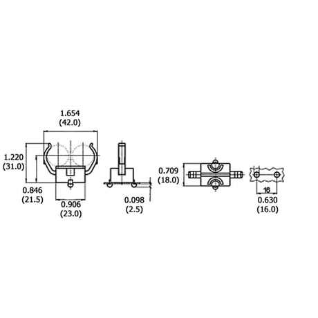 LH0640 2GX7, 2G11 lamp holder horizontal support with bottom split pin mounting