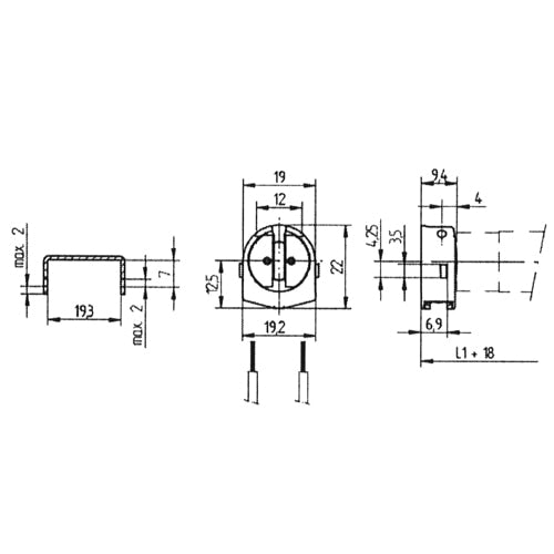 LH0676 Unshunted, rotary locking T5 miniature bipin lamp holder/socket with snap in mounting