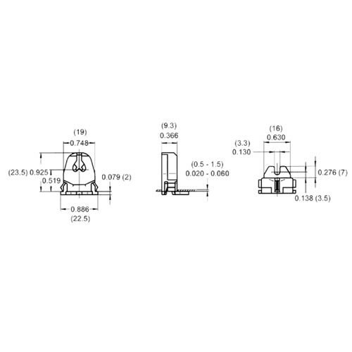 LH0725 Unshunted, "V" lock T5 miniature bipin lamp holder/socket with push fit or screw down mounting