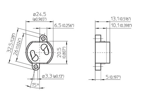 LH0739 Starter base lamp holder/socket with two hole mounting