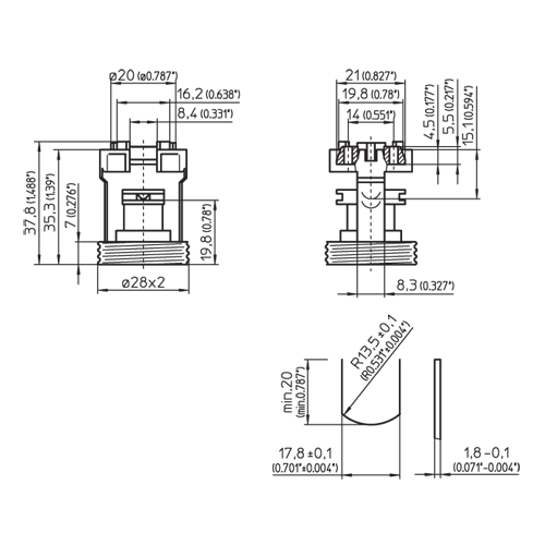 LH0745 E12 candelabra base lamp holder/socket with two hole mounting and threads