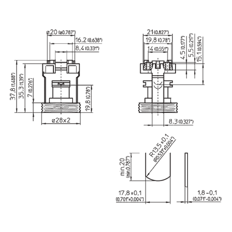 LH0745 E12 candelabra base lamp holder/socket with two hole mounting and threads