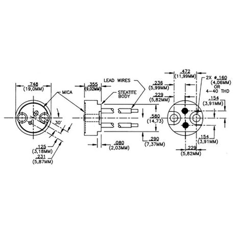 LH0756 G5.3, G6.35 halogen bipin lamp holder/socket with two hole mounting and leads