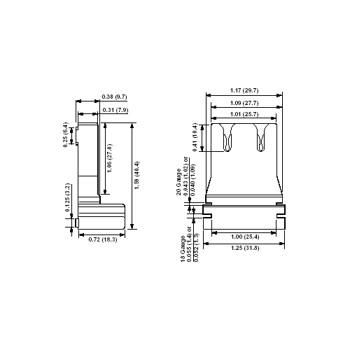 LH0771 Unshunted, straight insertion, lamp holder/socket with slide on mounting