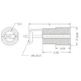 LH0782 E12 candelabra, externally threaded lamp holder/socket with 1/8 IPS hickey and 18" leads