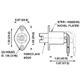 LH0786 R7s, double ended halogen compressible lamp holder/socket with front flange mounting and 18" leads