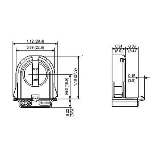 LH0795 Shunted, rotary locking, low profile T8-T12 lamp holder/socket with push fit mounting